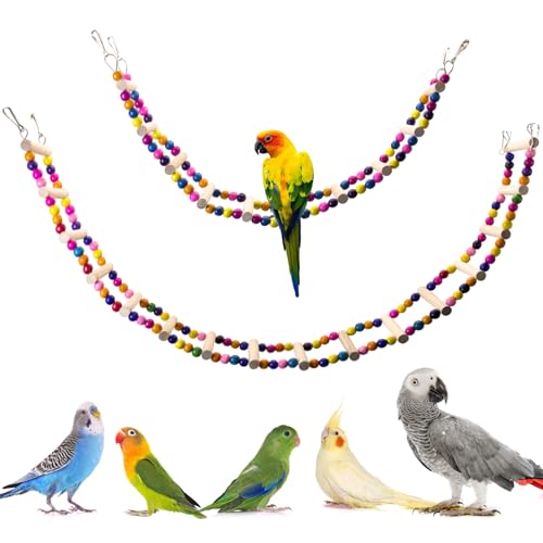 PINVNBY Vogel-Sittichspielzeug, Vogelleiter-Schaukelspielzeug, aus Naturholz und Drahtverbindung, Sittichkäfig-Zubehör für Papageien, Wellensittiche, Nymphensittiche (2 Stück, 65,6 cm und 99,3 cm) PINVNBY Vogel-Sittichspielzeug, Vogelleiter-Schaukelspielzeug, aus Naturholz und Drahtverbindung, Sittichkäfig-Zubehör für Papageien, Wellensittiche, Nymphensittiche (2 Stück, 65,6 cm und 99,3 cm) von PINVNBY