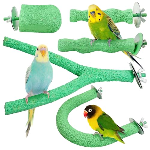 PINVNBY Vogelsitzstange, Kunstharz, Vogelschnabel-Schleifstein, Papageienkäfig, Sitzstange, Ständer, Plattform, Fußkrallen, Trimmer, Kauspielzeug, Vogelkäfig-Zubehör für Wellensittiche von PINVNBY
