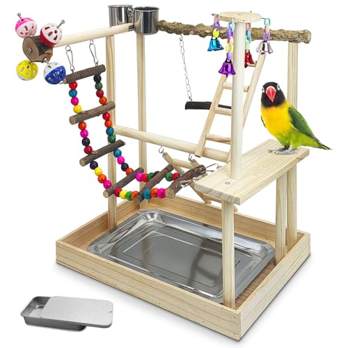 PINVNBY Vogelspielplatz, Papageien-Sitzstange, Spielstudio, Nymphensittiche, Holz, Vogelkäfig-Zubehör, Laufgitter, Leiter mit Futterbecher, Hängeschaukelspielzeug für Sittiche, Sittiche, Sittiche PINVNBY Vogelspielplatz, Papageien-Sitzstange, Spielstudio, Nymphensittiche, Holz, Vogelkäfig-Zubehör, Laufgitter, Leiter mit Futterbecher, Hängeschaukelspielzeug für Sittiche, Sittiche, Sittiche von PINVNBY