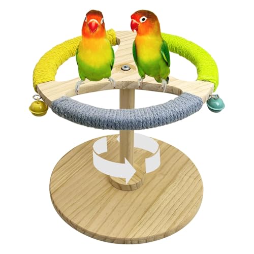 PINVNBY Vogelständer Sitzstange Spielzeug Holz Spinning Papagei Sitzstange mit Baumwollseil und Glocke Interaktives Nymphensittich Spielzeug Vogelkäfig Zubehör für Sittiche Wellensittiche Finken PINVNBY Vogelständer Sitzstange Spielzeug Holz Spinning Papagei Sitzstange mit Baumwollseil und Glocke Interaktives Nymphensittich Spielzeug Vogelkäfig Zubehör für Sittiche Wellensittiche Finken von PINVNBY