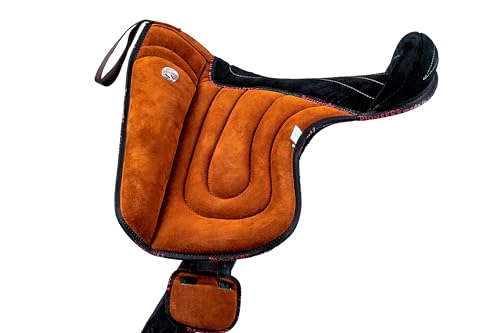 PIONEER Bareback-Reitsattel aus Wildleder für natürliche Reitweise, in Italien hergestellt mit Polsterung aus Watte und Memory-Schaum, 50X45 cm - Bauchgurt aus Neopren - Braun von PIONEER