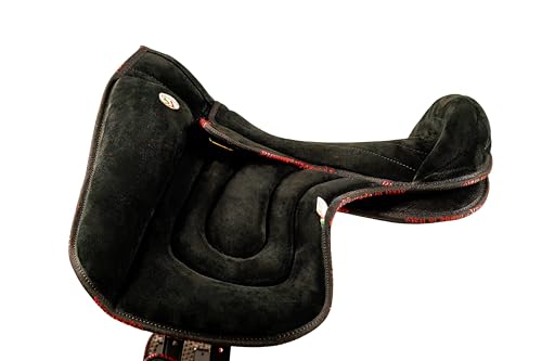 PIONEER Bareback-Sattel 50x45 aus Wildleder - Reitsattel für natürliche Reitweise, Made in Italy - Polsterung aus Watte und Memory Foam - Neopren-Sattelgurt- Braun von PIONEER