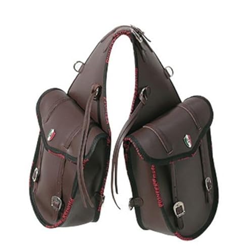 PIONEER Pferdesatteltaschen - Satteltasche aus Leder für den Reitsport - Ideal für Trekking und Ausritte - Bananenförmiges Design am Heck - Strapazierfähig und Bequem - Tabak von PIONEER