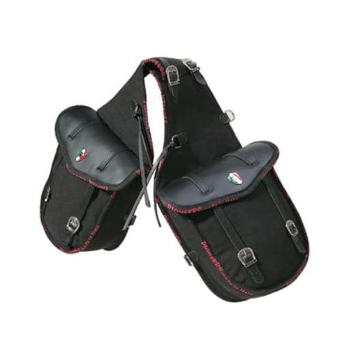 PIONEER Pferdesatteltaschen - Satteltasche aus Leder und Stoff für den Reitsport - Ideal für Trekking und Ausritte - Design für die Vorderseite - Strapazierfähig und Bequem - Schwarz von PIONEER