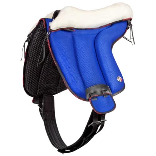 PIONEER Reitsattel aus Air Mesh, strapazierfähig und atmungsaktiv für natürliches Reiten, Made in Italy mit Wollsitzfläche, Bareback 45x42cm mit Neopren-Gurt - Leuchtendes Grün von PIONEER