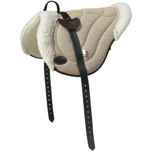 PIONEER Reitsattel aus Baumwolle und Wolle, geformt für Naturreiten, Amerikanischer Reitsattel Made in Italy mit Wattepolsterung, Bareback 55x45cm mit Neoprengurt - braun von PIONEER