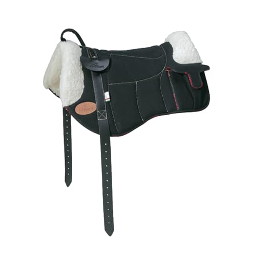 PIONEER Reitsattel aus Baumwolle und Wolle für Natural Horsemanship, Made in Italy mit Wattepolsterung, Bareback 58x46cm mit Neoprengurt - Beige von PIONEER