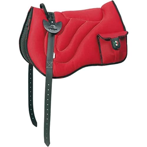 PIONEER Reitsattel aus widerstandsfähigem und atmungsaktivem Air Mesh für Natural Horsemanship, Reitsattel Made in Italy Comfort, Bareback 60 x 45cm mit Neoprengurt - Rot von PIONEER