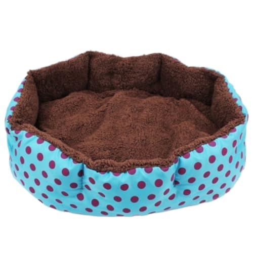 Hundebett Katzenhöhlenbett Hunde- Und Katzenbett, Achteckiges Flanell-Wärme-Katzenbett Für Den Innenbereich, Waschbares, Weiches Haustier-Sofabett Haustier-Katzenhaus ( Color : Blue , Size : 38*29*10c von PIPONS