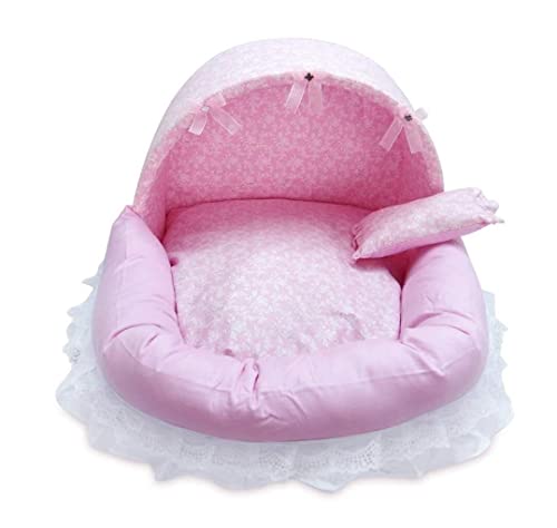 Hundebett Katzenhöhlenbett Welpen Prinzessin Zelt Bett Haus Für Waschbar Sommer Haustier Bett Katze Indoor Pet Nest Zwinger Matte Kissen Für Kleine Mittelgroße Hund Haustier-Katzenhaus (Color : B, S von PIPONS