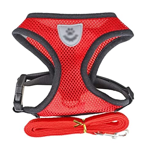 Hundeleine Klassische Atmungsaktive Schlinge und Leine für kleine Hunde aus Nylon-Sicherheitsnetz mit Brustgurt, geeignet für Haustiere Führleine für Hunde (Color : Black, Size : 26-32cm) von PIPONS