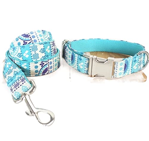 Hundeleine Klassische Blau Bedruckte Böhmische Hundehalsbandleine, Bequemes Halskettenhalsband, Heimtierbedarf, Weiches Hundehalsband Führleine für Hunde (Color : A, Size : 31-41cm) von PIPONS