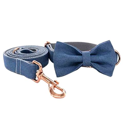 Hundeleine Klassische Fliege, Verstellbares Hundehalsband, Bequemes Halskettenhalsband, Heimtierbedarf, Weiche Hundehalsbandleine Führleine für Hunde (Color : Blue, Size : 27-41cm) von PIPONS