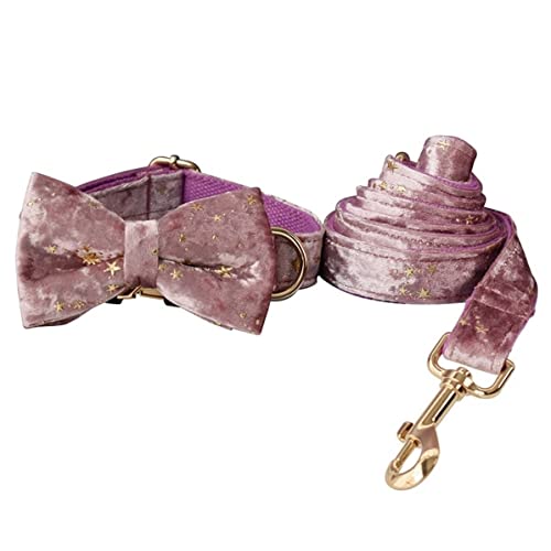 Hundeleine Klassische Hundeleinen-Set, Bequemes Halsband, Heimtierbedarf, Weiche Hundehalsbandleine, Verstellbare Haustierleine Führleine für Hunde (Color : Purple, Size : 20-29cm) von PIPONS