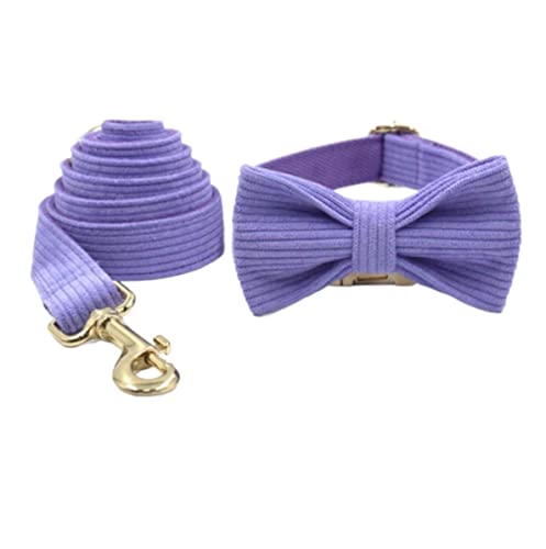 Hundeleine Klassische Leichtes Und Weiches Haustier-Hundehalsband-Leine Cord-Haustier-Halsband-Leine Reflektierendes Hundeleinen-Set Führleine für Hunde (Color : Purple, Size : 31-41cm) von PIPONS
