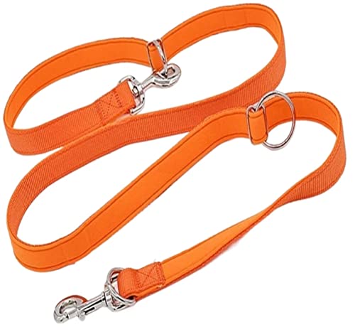 Hundeleine Klassische Tauchtuch Gepolsterte Hundeleine Doppelkopf Zwei Hundeleinen P-Kettenhalsband Verstellbares Langes Kurzes Seil Hund Führleine für Hunde (Color : Orange, Size : 2.5 * 2m) von PIPONS