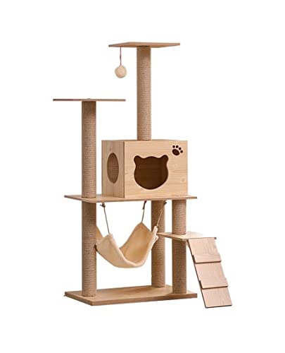 Katzenbaum Kratzbaum Katzen-Kletterbaum-Spielzeug Eigentumswohnungen Sprungspielzeug Mit Leiter Zum Kratzen Für Katzen-Klettergerüst Katzenhaustiermöbel katzenkratzbaum (Color : A) von PIPONS