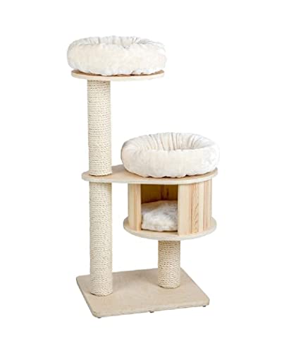 Katzenbaum Kratzbaum Katzenkletterrahmen Fester Holzkatzenrahmen, Katzenstreu, Katzenbaum, Katzenstation, Katzenkletterrahmen, Katzenvorräte katzenkratzbaum (Color : Beige, Size : 45x65x120cm) von PIPONS