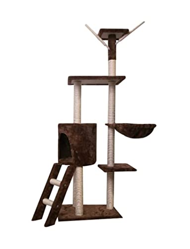 Katzenbaum Kratzbaum Kratzbaum, Mehrstöckiger Katzenturm Mit Hängematte, Kratzbäumen, Sitzstangen Und Leiter, Kätzchen-Aktivitätszentrum katzenkratzbaum (Color : Brown, Size : 51x35x138cm) von PIPONS