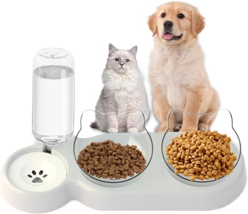 3-in-1 Katzen Futternapf Set, Doppelnapf mit Wasserspender, Futternapf Futterschüssel für Katzen und Kleine Hunde 3-in-1 Katzen Futternapf Set, Doppelnapf mit Wasserspender, Futternapf Futterschüssel für Katzen und Kleine Hunde von PIQIUQIU
