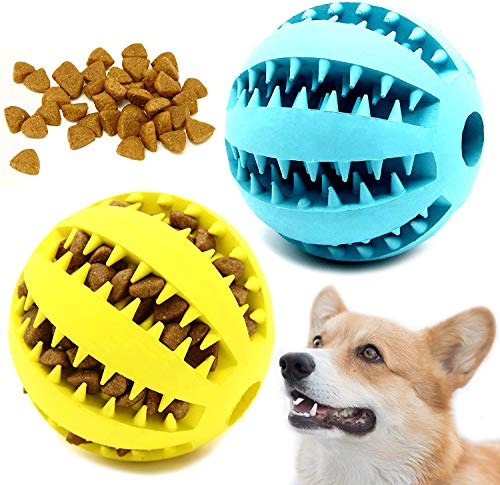 PIQIUQIU 2 Hundespielzeug Ball, Hund Feeder Ball,Training Zahn Intelligenzspielzeug für Hunde Ball mit Zahnreinigung Spielzeug Farbe zufällig von PIQIUQIU