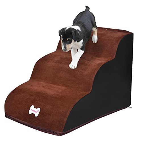 PISOLE Hundetreppe Katzentreppe Haustiertreppe Hohe Dichte Schwamm 3-Stufen Pisten Haustiertreppen Hundetreppen Leiter Tragbare Abnehmbare Waschbare Hundeleiter Für Hochbetten Und Sofa 30x40x40cm von Mgichoom