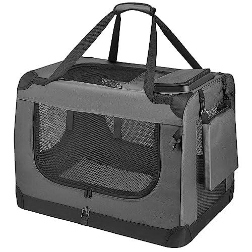 PISPETS Transporttasche für Haustiere Hunde und Katzen, XL(82x58x58cm), Klappbar Transportbox - Träger und Käfig in einem (Anthrazitgrau) von PISPETS