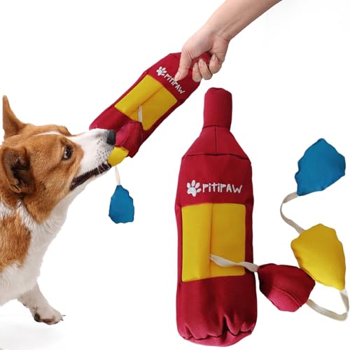 PITIPAW Umweltfreundliches Hundespielzeug, quietschendes Spielzeug, um sie beschäftigt zu halten, Schnüffelspielzeug für Hunde mit weichem Quietscher, Kauspielzeug und Spielen, Flaschenform PITIPAW Umweltfreundliches Hundespielzeug, quietschendes Spielzeug, um sie beschäftigt zu halten, Schnüffelspielzeug für Hunde mit weichem Quietscher, Kauspielzeug und Spielen, Flaschenform von PITIPAW