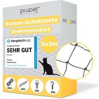 PIUPET Katzennetz drahtverstärkt schwarz 3 m, 12 m von PIUPET