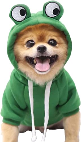 Frosch Haustier Kostüm Weihnachten Hund Kostüm, lustiges Frosch Hoodie Fleece Katze Hund Kostüm für Halloween Weihnachten, kreative Welpenkleidung von PIURUF