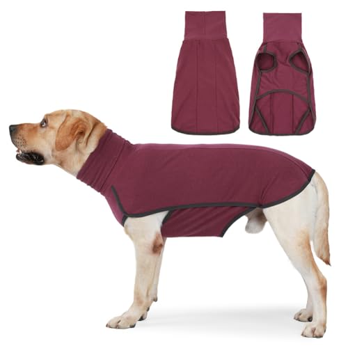 Hunde-Fleece-Mantel, Weste, Pullover, Stretch-Sweatshirt für kaltes Wetter, Winter, hält warm, Mantel mit hohem Kragen für kleine, mittelgroße und große Hunde von PIURUF