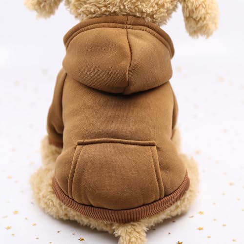 Hunde-Kapuzenpullover aus Fleece, für den Winter, hält warm, weicher Baumwollplüsch, warmer Kapuzenmantel für kleine und mittelgroße Hunde von PIURUF