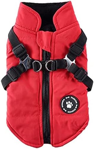 Hunde-Wintermantel mit Geschirr für Welpen, kleine und mittelgroße Hunde, wasserdichte Hundeweste, hoher Kragen, hält warme Kleidung für drinnen und draußen Hunde-Wintermantel mit Geschirr für Welpen, kleine und mittelgroße Hunde, wasserdichte Hundeweste, hoher Kragen, hält warme Kleidung für drinnen und draußen von PIURUF