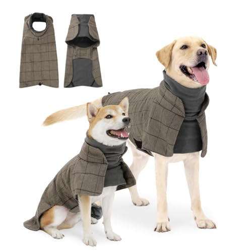 Hundemantel im Vintage-Stil, warm, für kaltes Wetter, dickes Fleece, winddicht, gemütlich, Haustiermantel für kleine, mittelgroße und große Hunde von PIURUF