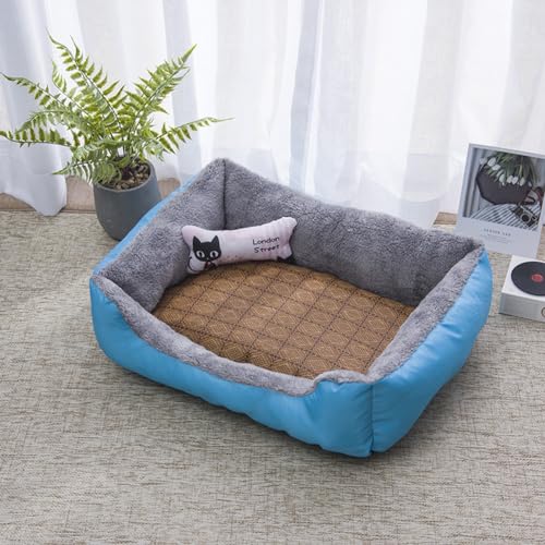 PIURUF Hochwertiges großes beruhigendes Hunde- und Katzenbett, Haustier-Sofa mit Matte und Spielzeug, Plüsch-Haustierbett für Welpen, Hundeausruhen, Schlafkissen, Matratze, rutschfestes Kätzchenbett von PIURUF