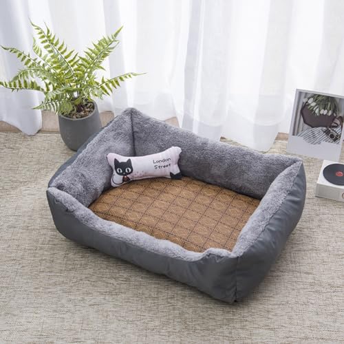 PIURUF Hochwertiges großes beruhigendes Hunde- und Katzenbett, Haustier-Sofa mit Matte und Spielzeug, Plüsch-Haustierbett für Welpen, Hundeausruhen, Schlafkissen, Matratze, rutschfestes Kätzchenbett von PIURUF