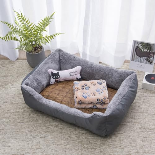 PIURUF Hochwertiges großes beruhigendes Hunde- und Katzenbett, Haustier-Sofa mit Matte und Spielzeug, Plüsch-Haustierbett für Welpen, Hundeausruhen, Schlafkissen, Matratze, rutschfestes Kätzchenbett PIURUF Hochwertiges großes beruhigendes Hunde- und Katzenbett, Haustier-Sofa mit Matte und Spielzeug, Plüsch-Haustierbett für Welpen, Hundeausruhen, Schlafkissen, Matratze, rutschfestes Kätzchenbett von PIURUF