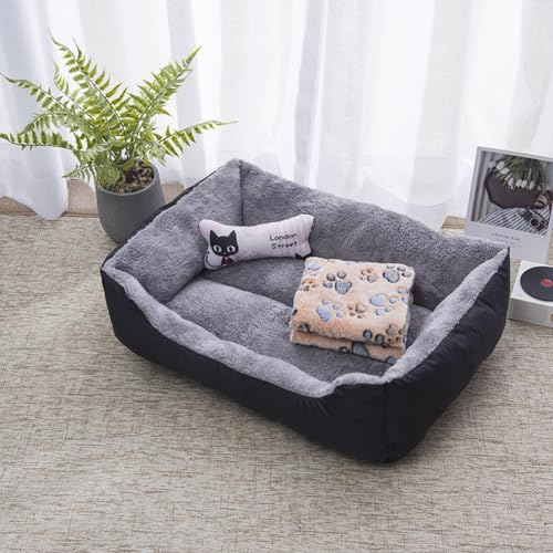 PIURUF Hochwertiges großes beruhigendes Hunde- und Katzenbett, Haustier-Sofa mit Matte und Spielzeug, Plüsch-Haustierbett für Welpen, Hundeausruhen, Schlafkissen, Matratze, rutschfestes Kätzchenbett PIURUF Hochwertiges großes beruhigendes Hunde- und Katzenbett, Haustier-Sofa mit Matte und Spielzeug, Plüsch-Haustierbett für Welpen, Hundeausruhen, Schlafkissen, Matratze, rutschfestes Kätzchenbett von PIURUF