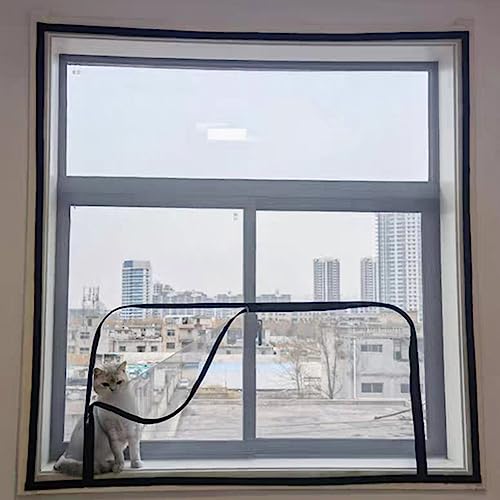 PIURUF Individueller Fensterschutz für Katzen im Innenbereich, hochdichtes, haustiersicheres Netz, einfach zu installieren, Fliegengitter für Fenster, Fensternetz, reißfest von PIURUF