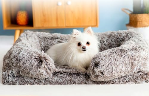 PIURUF Premium graues rechteckiges Welpenbett, große Katzenmatte, waschbares Hundebett, Katzenbett, flauschiges Plüsch-Haustierbett, Hundematte für Kisten und Couch, beruhigendes Kissen von PIURUF