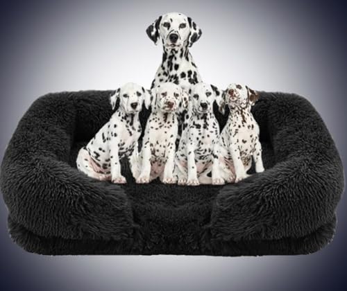 PIURUF Premium graues rechteckiges Welpenbett, große Katzenmatte, waschbares Hundebett, Katzenbett, flauschiges Plüsch-Haustierbett, Hundematte für Kisten und Couch, beruhigendes Kissen von PIURUF