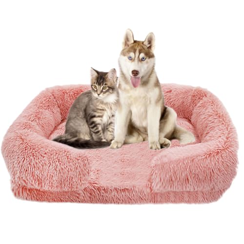 PIURUF Premium graues rechteckiges Welpenbett, große Katzenmatte, waschbares Hundebett, Katzenbett, flauschiges Plüsch-Haustierbett, Hundematte für Kisten und Couch, beruhigendes Kissen von PIURUF