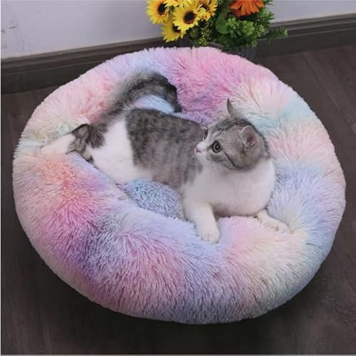 Plüsch-Donut-Hundebett, Angst-Katzenbett, Haustierbett für Hunde und Katzen, waschbares Welpenbett für kleine/mittelgroße Hunde, rundes flauschiges, beruhigendes Haustierbett Plüsch-Donut-Hundebett, Angst-Katzenbett, Haustierbett für Hunde und Katzen, waschbares Welpenbett für kleine/mittelgroße Hunde, rundes flauschiges, beruhigendes Haustierbett von PIURUF