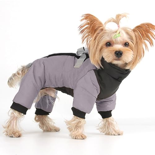 Warmer Hundemantel, wasserdichte Hunde-Winterjacke für kleine mittelgroße Hunde, 4 Beine bedeckt, winddicht, reflektierend, Hundejacke, Schneeanzug von PIURUF