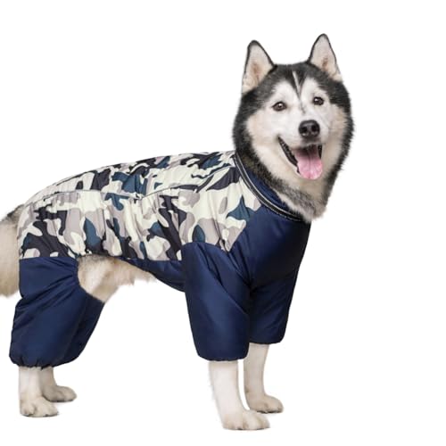 Wasserdichter Winter-Hundemantel mit hohem Kragen, Haustierjacke, Outdoor-Spaziergänge, warme Kleidung für kaltes Wetter, reflektierendes Hunde-Schneeanzug-Kostüm von PIURUF