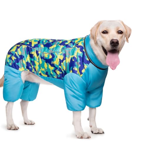 Wasserdichter Winter-Hundemantel mit hohem Kragen, Haustierjacke, Outdoor-Spaziergänge, warme Kleidung für kaltes Wetter, reflektierendes Hunde-Schneeanzug-Kostüm von PIURUF
