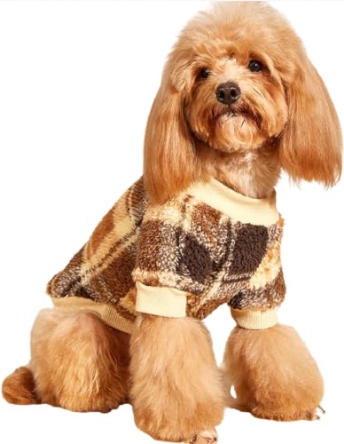 Wintermantel für kleine und mittelgroße Hunde, Welpenmantel, Fleece, kariert, verdickte Plüsch-Haustierkleidung, Winter hält warm, Haustiermantel für kaltes Wetter Wintermantel für kleine und mittelgroße Hunde, Welpenmantel, Fleece, kariert, verdickte Plüsch-Haustierkleidung, Winter hält warm, Haustiermantel für kaltes Wetter von PIURUF