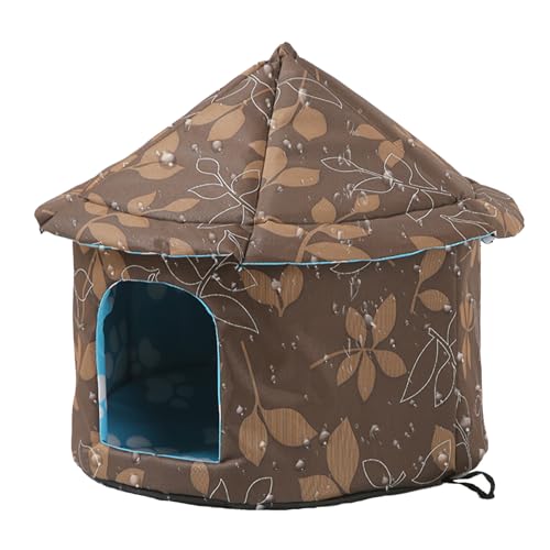 Katzenhaus im Freien für Winter isoliert außerhalb des Katzenhauss wetterfeste, Faltbare runde Kuppel -Top -Schutz mit abnehmbarem Kissen für Haustier unter 7, 5 kg Größe m von PIUpiuLIANG