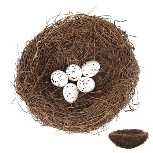 Vogelnest, 5, 9 Zoll Rattan Künstliche Vögel Nest Dekor mit 5 Schaumeier für Handwerksheim -Party -Dekor Vogel von PIUpiuLIANG