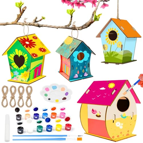4 Stück DIY Vogelhaus Bausatz Für Kinder, Vogelhaus Bausatz Kinder, Vogelhaus Basteln Kinder, Vogelhaus Holz Bausatz, Spielzeug Geschenke Für Jungen Mädchen, Holz Vogelhaus Puzzle Machen Set 4 Stück DIY Vogelhaus Bausatz Für Kinder, Vogelhaus Bausatz Kinder, Vogelhaus Basteln Kinder, Vogelhaus Holz Bausatz, Spielzeug Geschenke Für Jungen Mädchen, Holz Vogelhaus Puzzle Machen Set von PIWOSGOL